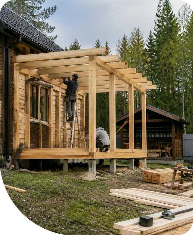Строительство пристроек и построек на участке в Тихвине